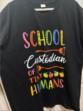 Black 'School Custodian of Tiny Humans' Graphic Tee